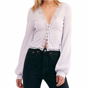 Free People light lavender Fitted Long Sleeve Blouse